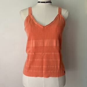 Tommy Jeans Womens Ribbed Sweater Tank Top Size XL Preppy Festival Boho Vneck